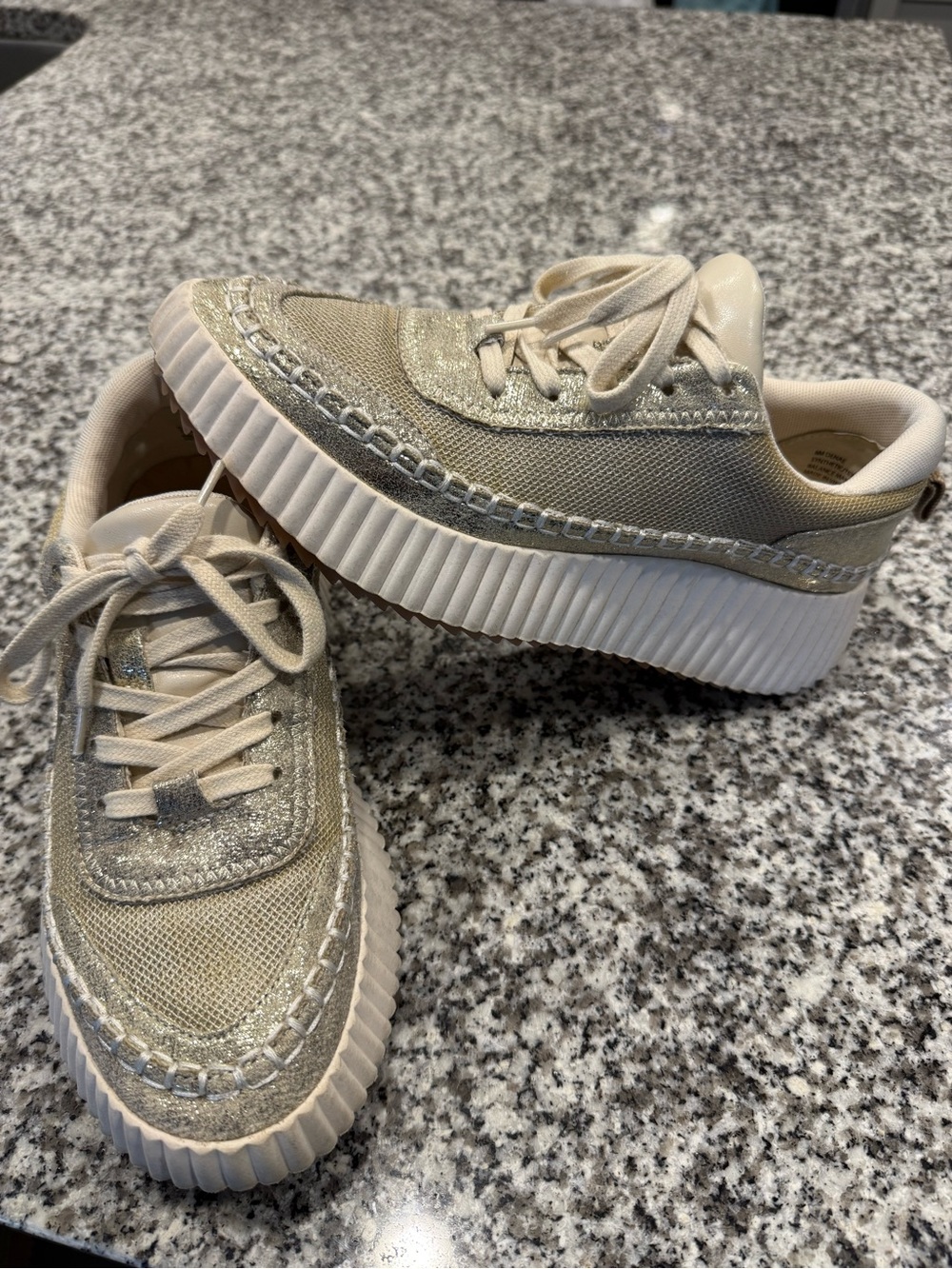 Dolce Vita Beige Cream Platform Lace-Up Sneakers